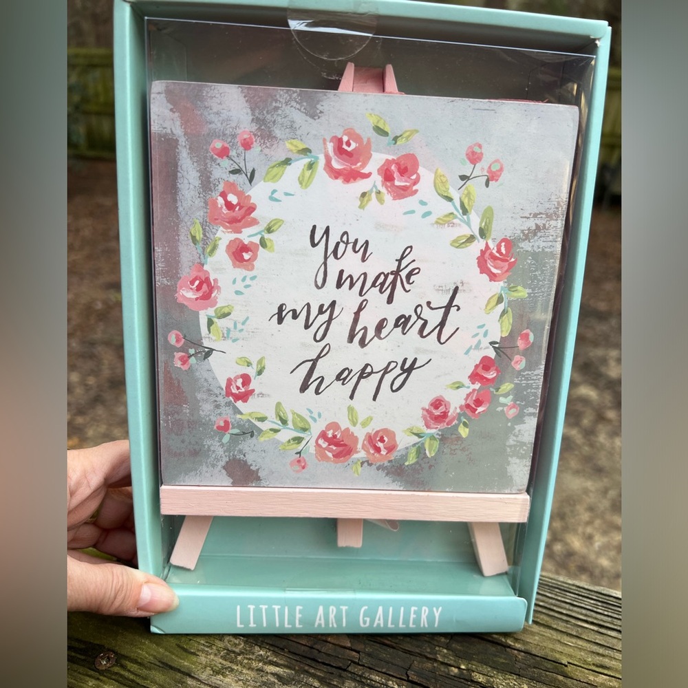 LITTLE ART GALLERY Floral Easel Sign Gift NWT NEW